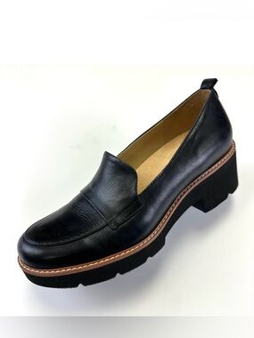 Naturalizer lug heel loafer Womens Size 10M black Darry slip on Leather Comfort
